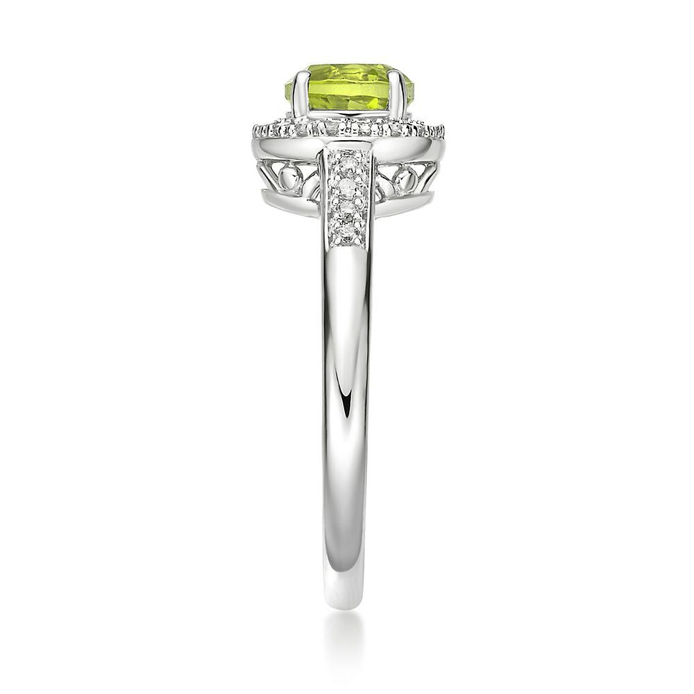 Peridot & 1/8 ct. tw. Diamond Ring in Sterling Silver