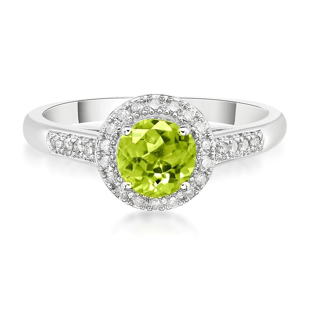 Peridot & 1/8 ct. tw. Diamond Ring in Sterling Silver