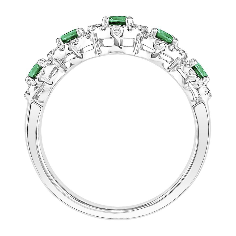 Emerald & 1/3 ct. tw. Diamond Ring in 14K White Gold