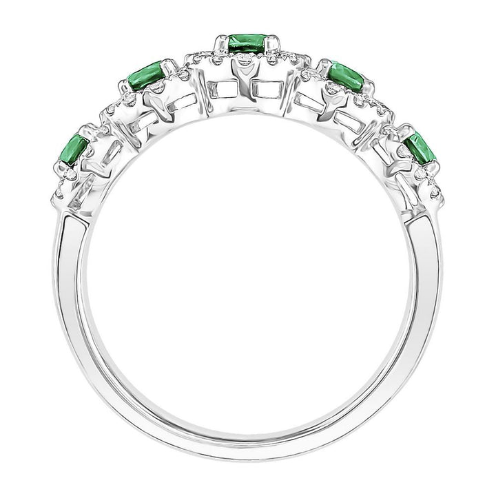 Emerald & 1/3 ct. tw. Diamond Ring in 14K White Gold