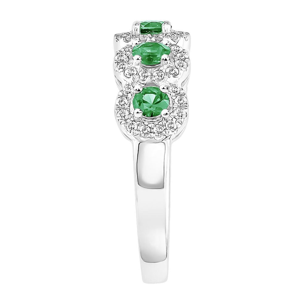 Emerald & 1/3 ct. tw. Diamond Ring in 14K White Gold