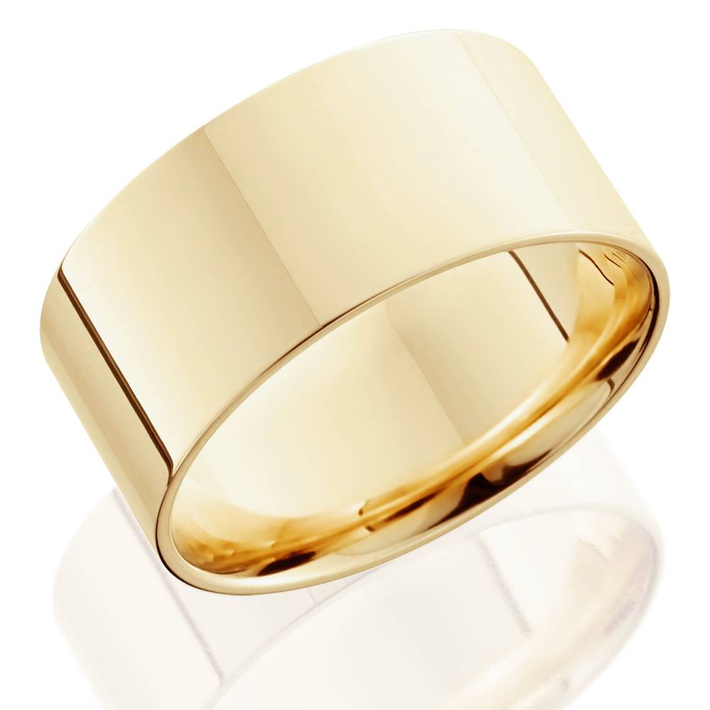 10mm Flat High Polished Wedding Band 10K Yellow Gold Size Selectable