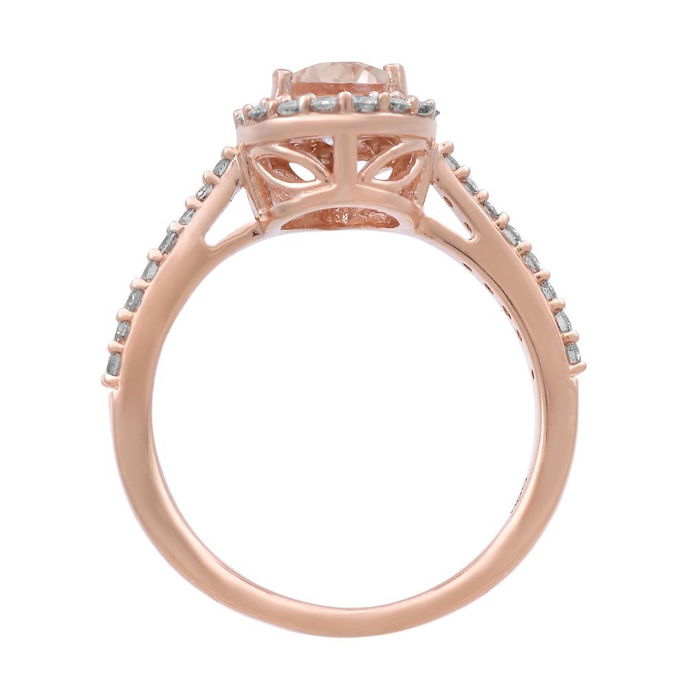 Morganite & 1/3 ct. tw. Diamond Halo Ring in 10K Rose Gold