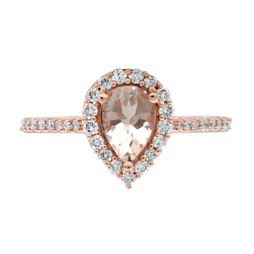 Morganite & 1/3 ct. tw. Diamond Halo Ring in 10K Rose Gold