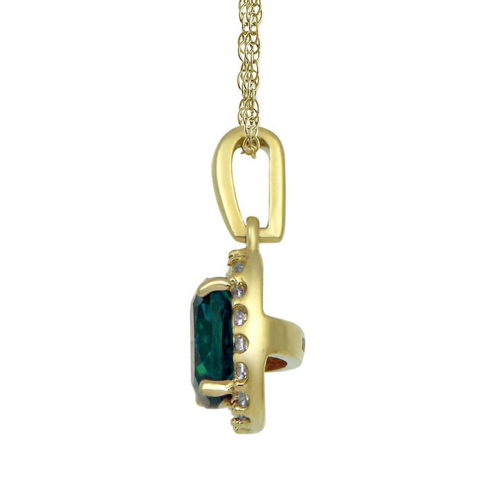 Lab Created Emerald & White Sapphire Pendant in 10K Yellow Gold