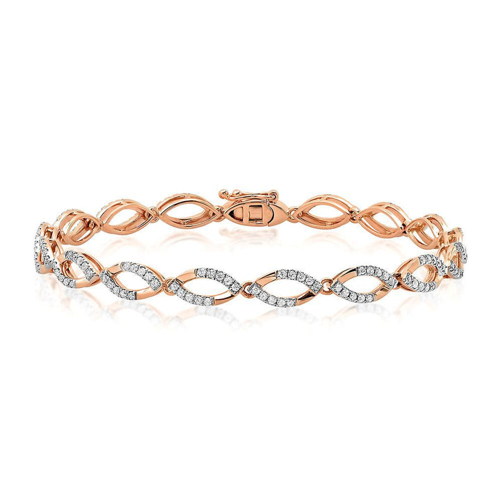 Diamond Link Bracelet with Marquise Links in 10K Rose Gold (1 ct. tw.)