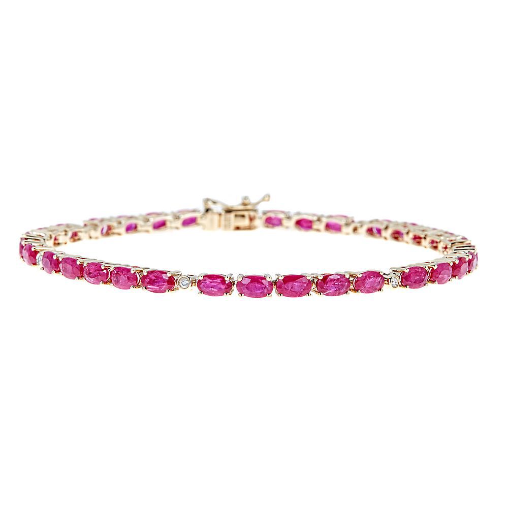 Ruby & Diamond Bracelet in 10K Yellow Gold