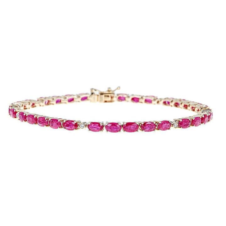 Ruby & Diamond Bracelet in 10K Yellow Gold