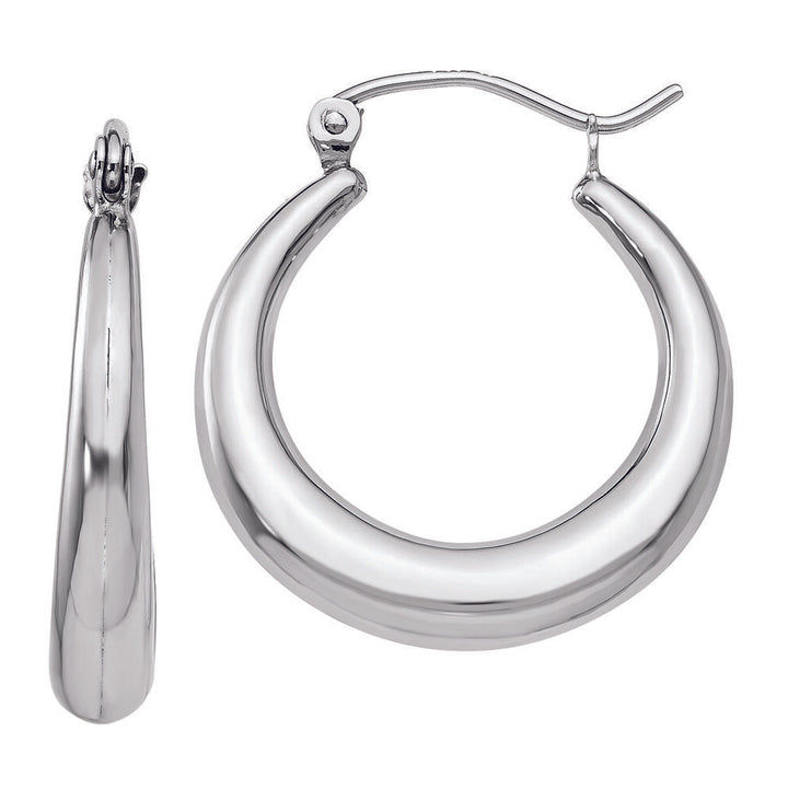 Polished Hoop Earrings in 14K White Gold