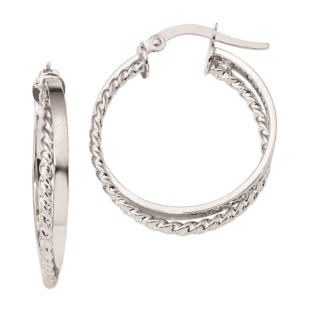 Textured Hoop Earrings in 14K White Gold