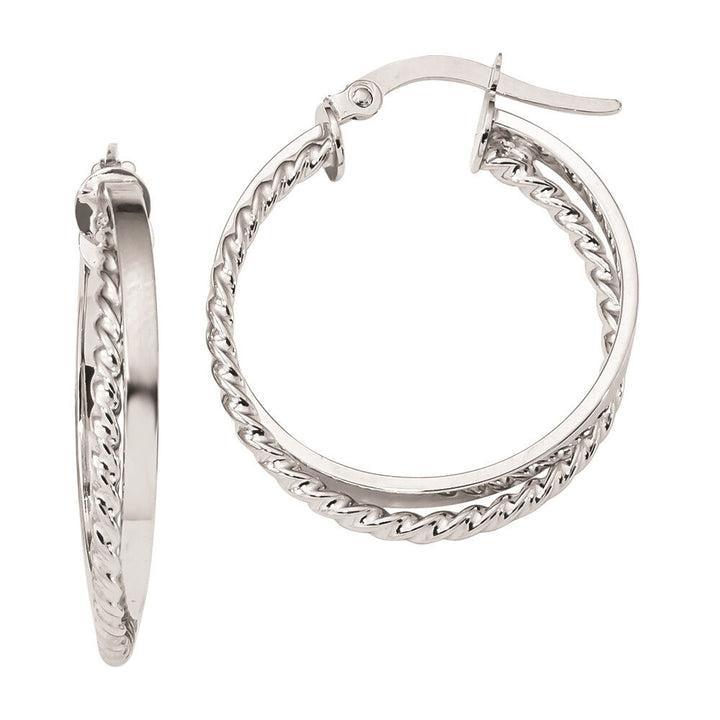 Textured Hoop Earrings in 14K White Gold