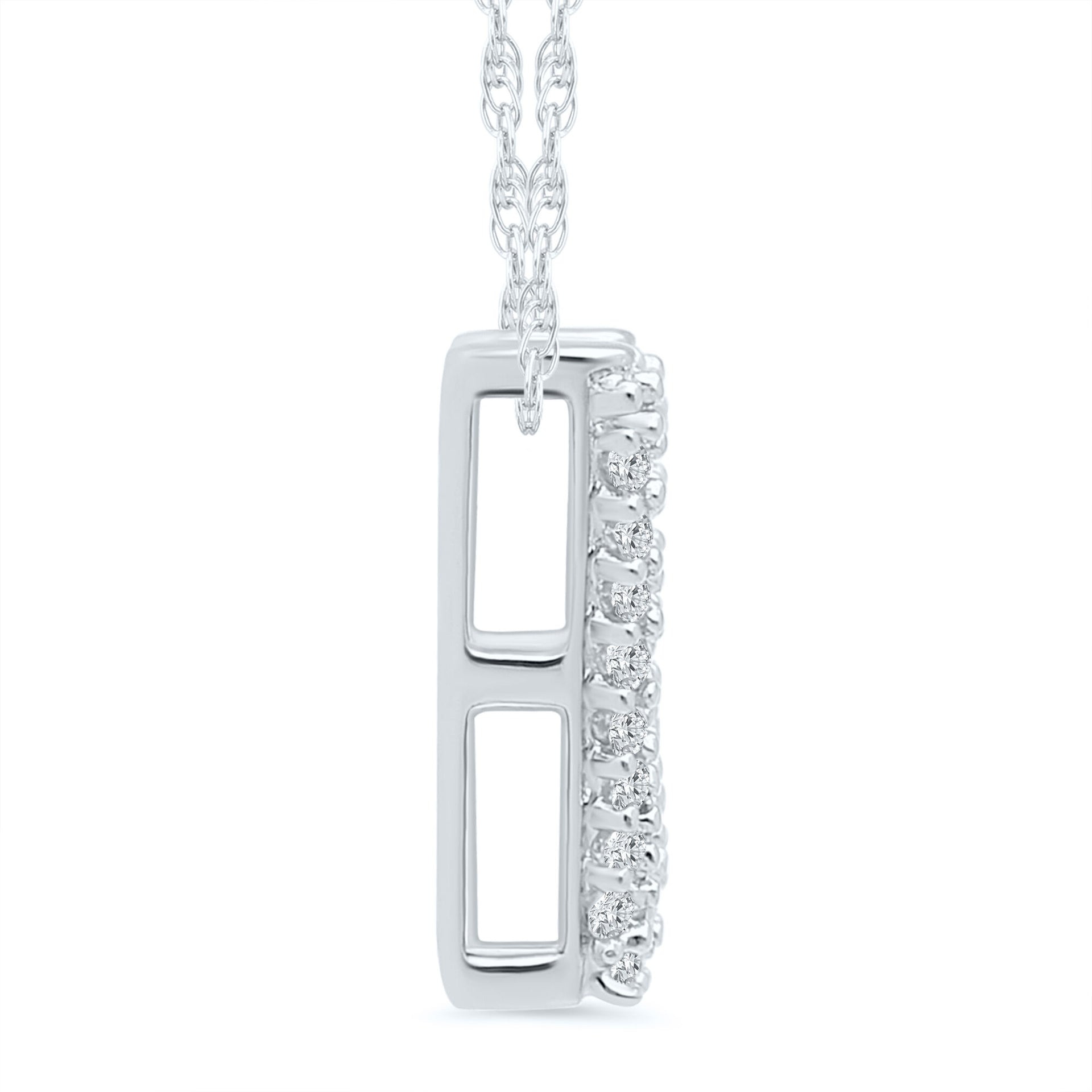 1/7 ct. tw. Diamond W Initial Pendant in 10K White Gold