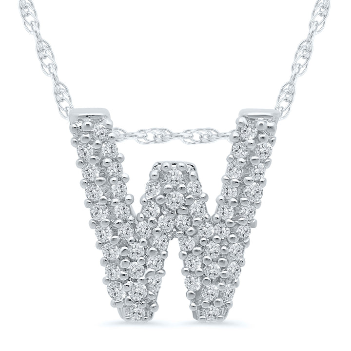 1/7 ct. tw. Diamond W Initial Pendant in 10K White Gold