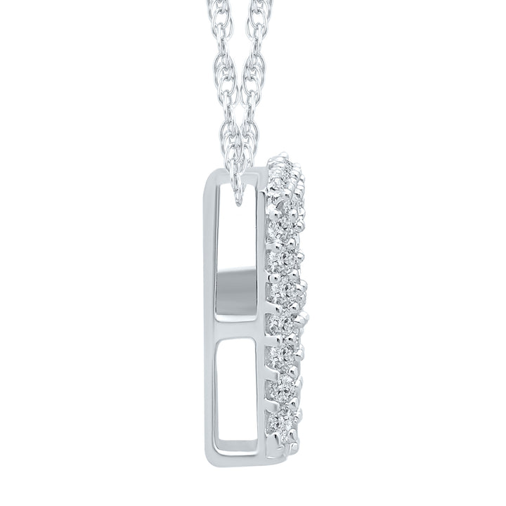 1/7 ct. tw. Diamond F Initial Pendant in 10K White Gold
