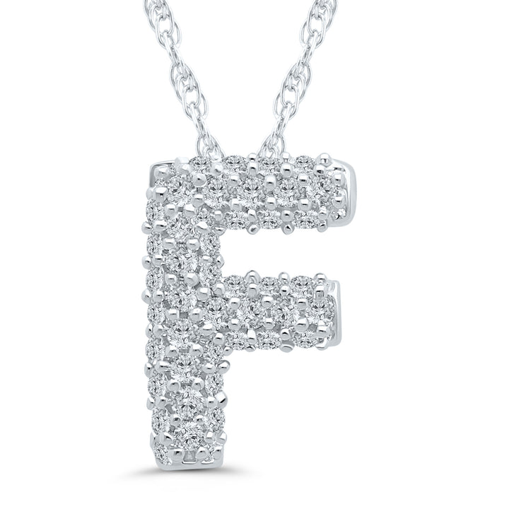 1/7 ct. tw. Diamond F Initial Pendant in 10K White Gold