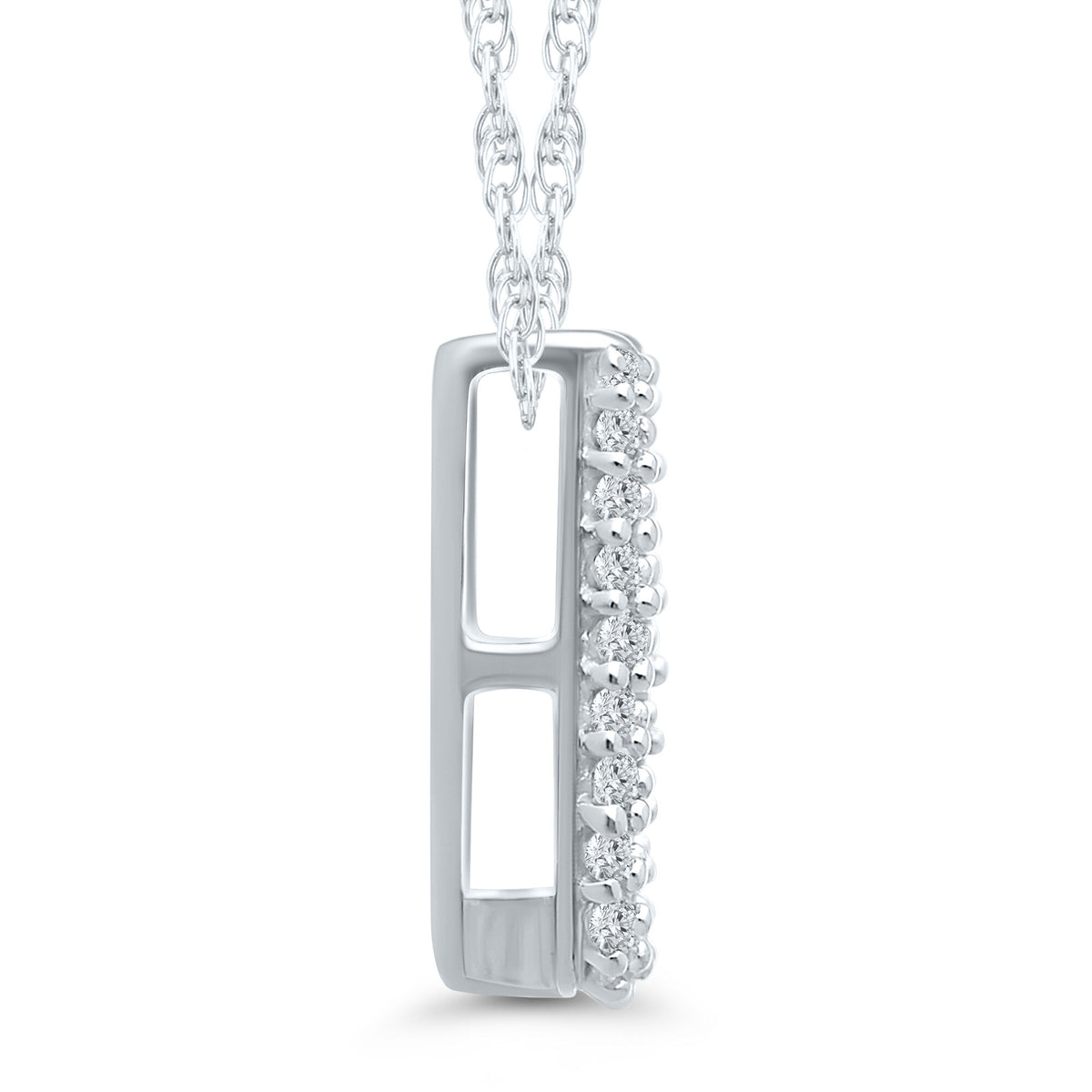 1/7 ct. tw. Diamond U Initial Pendant in 10K White Gold