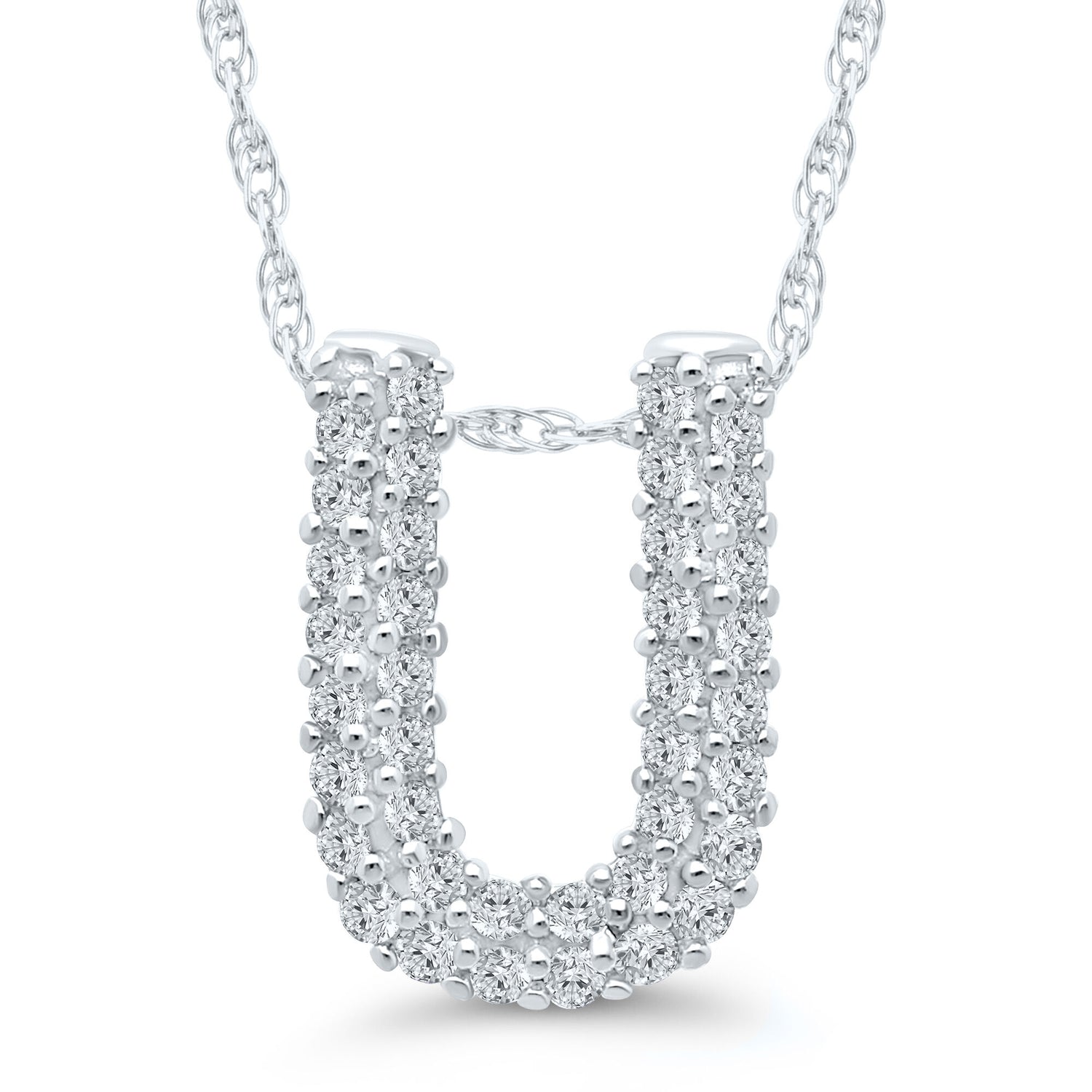 1/7 ct. tw. Diamond U Initial Pendant in 10K White Gold