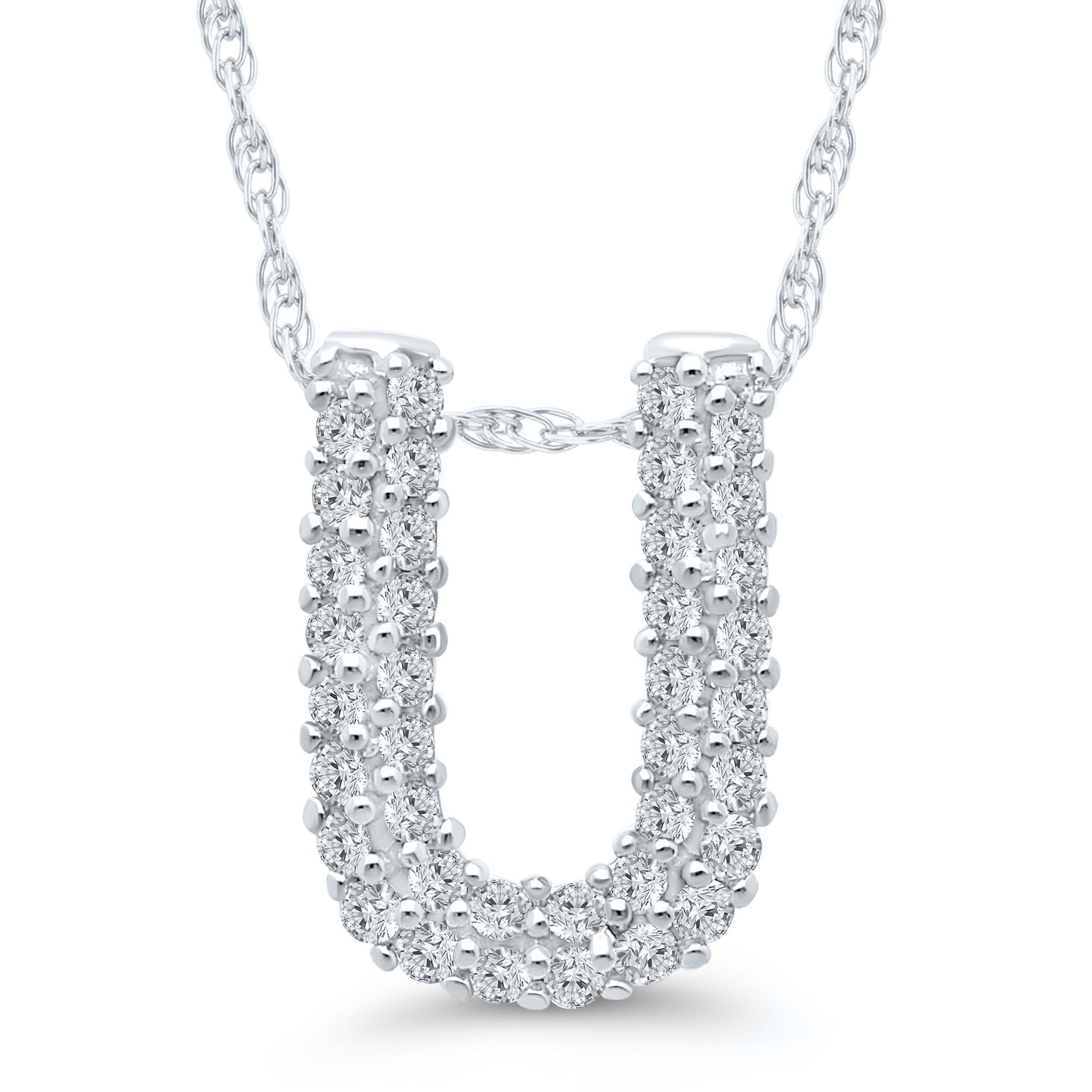 1/7 ct. tw. Diamond U Initial Pendant in 10K White Gold
