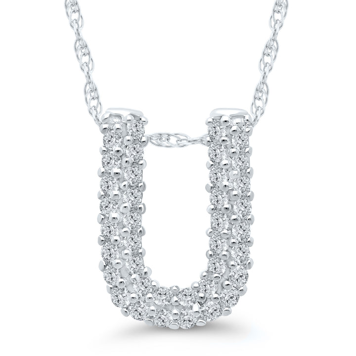 1/7 ct. tw. Diamond U Initial Pendant in 10K White Gold