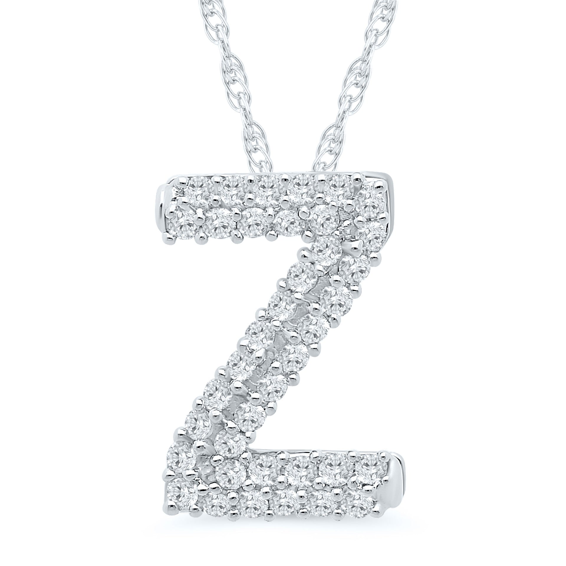 1/7 ct. tw. Diamond Z Initial Pendant in 10K White Gold