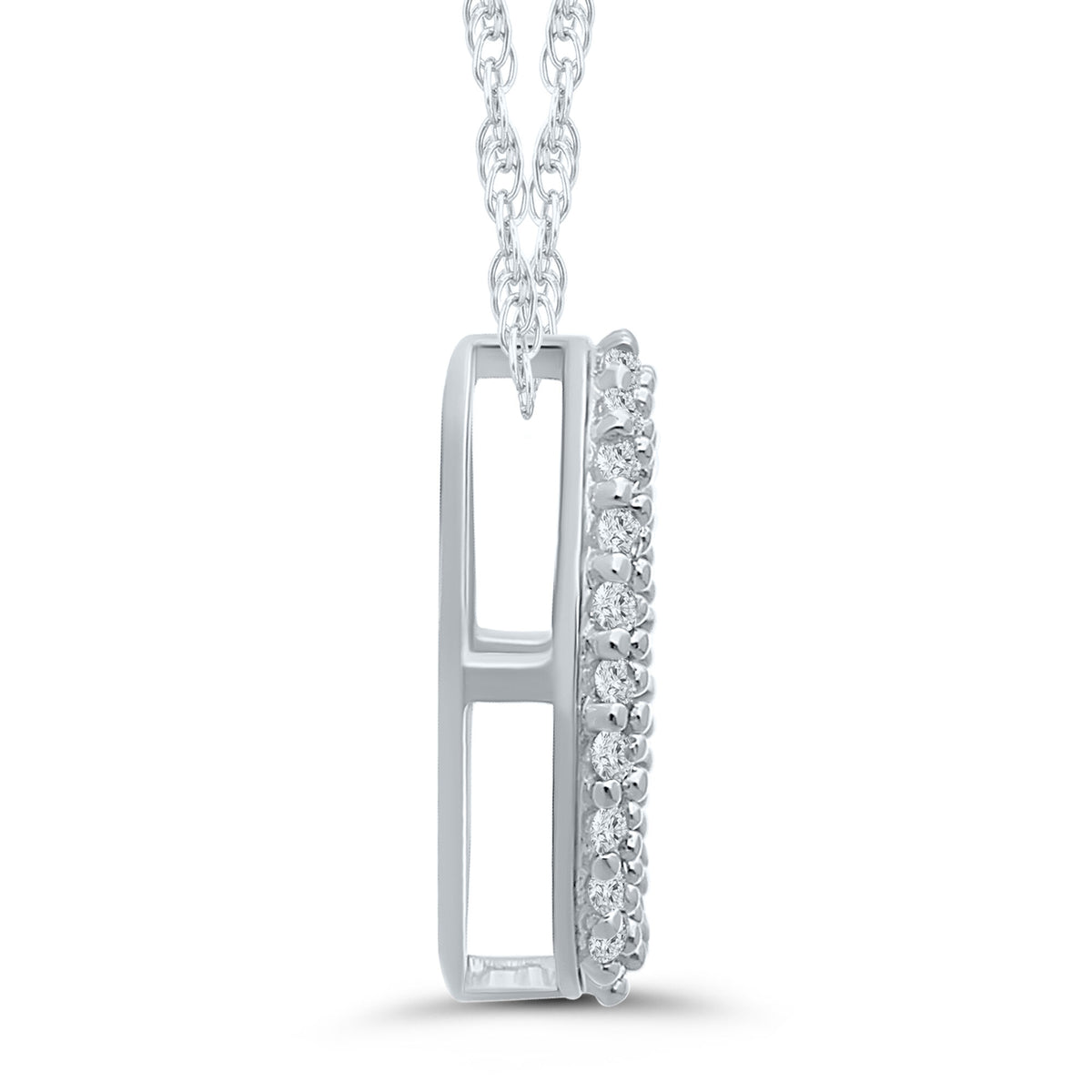 1/7 ct. tw. Diamond O Initial Pendant in 10K White Gold