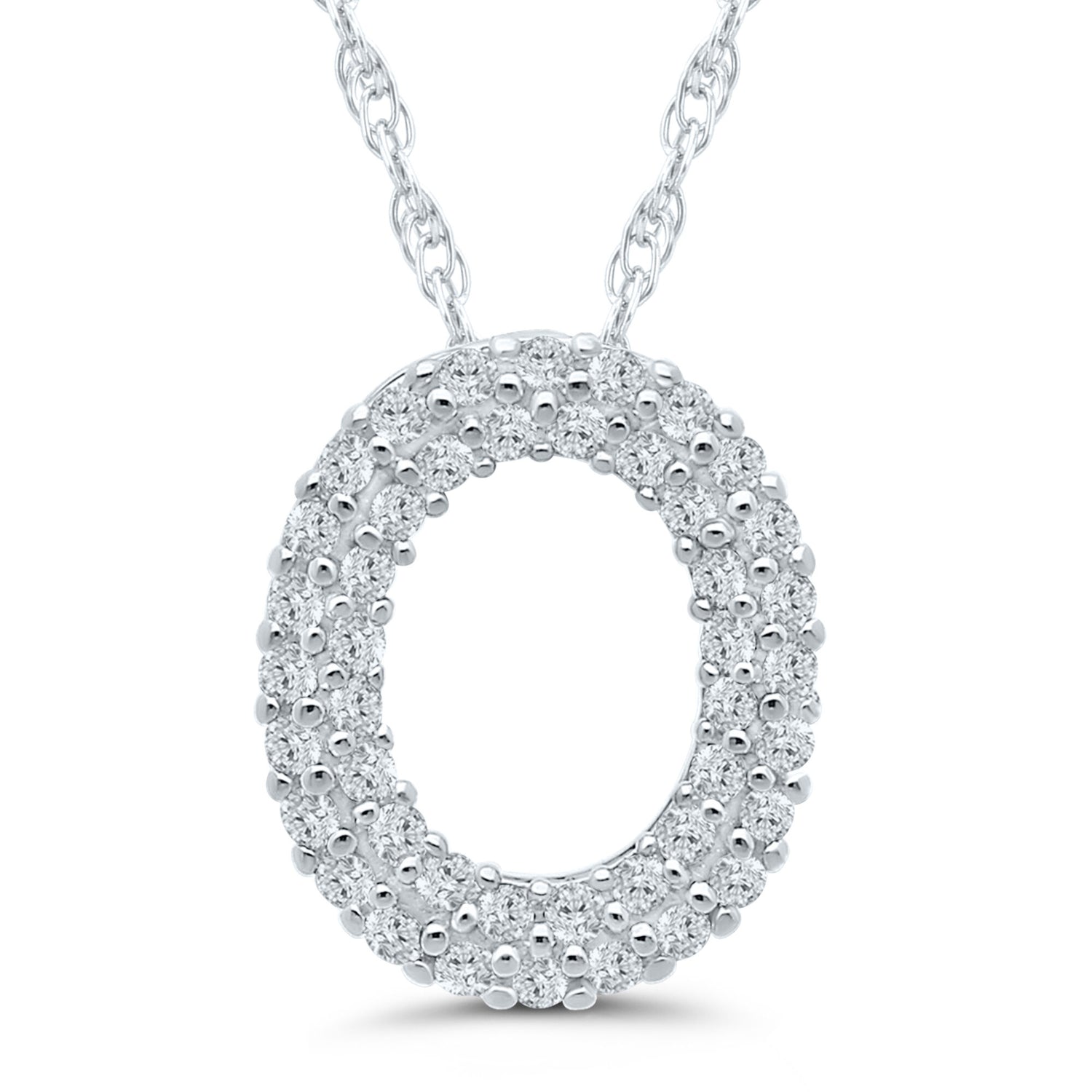 1/7 ct. tw. Diamond O Initial Pendant in 10K White Gold