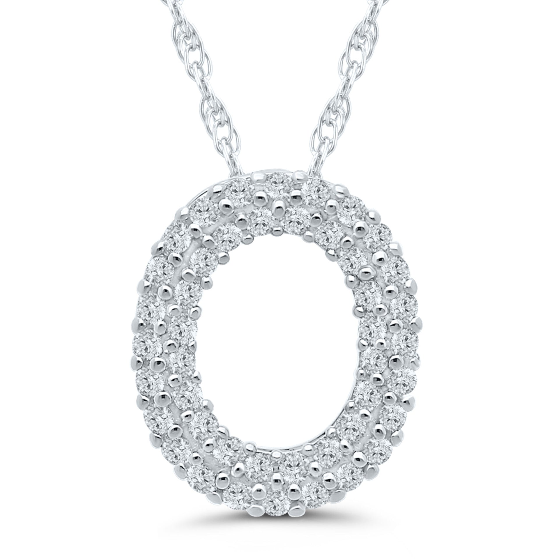 1/7 ct. tw. Diamond O Initial Pendant in 10K White Gold