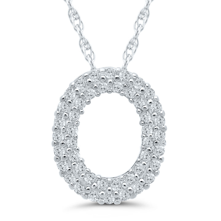 1/7 ct. tw. Diamond O Initial Pendant in 10K White Gold