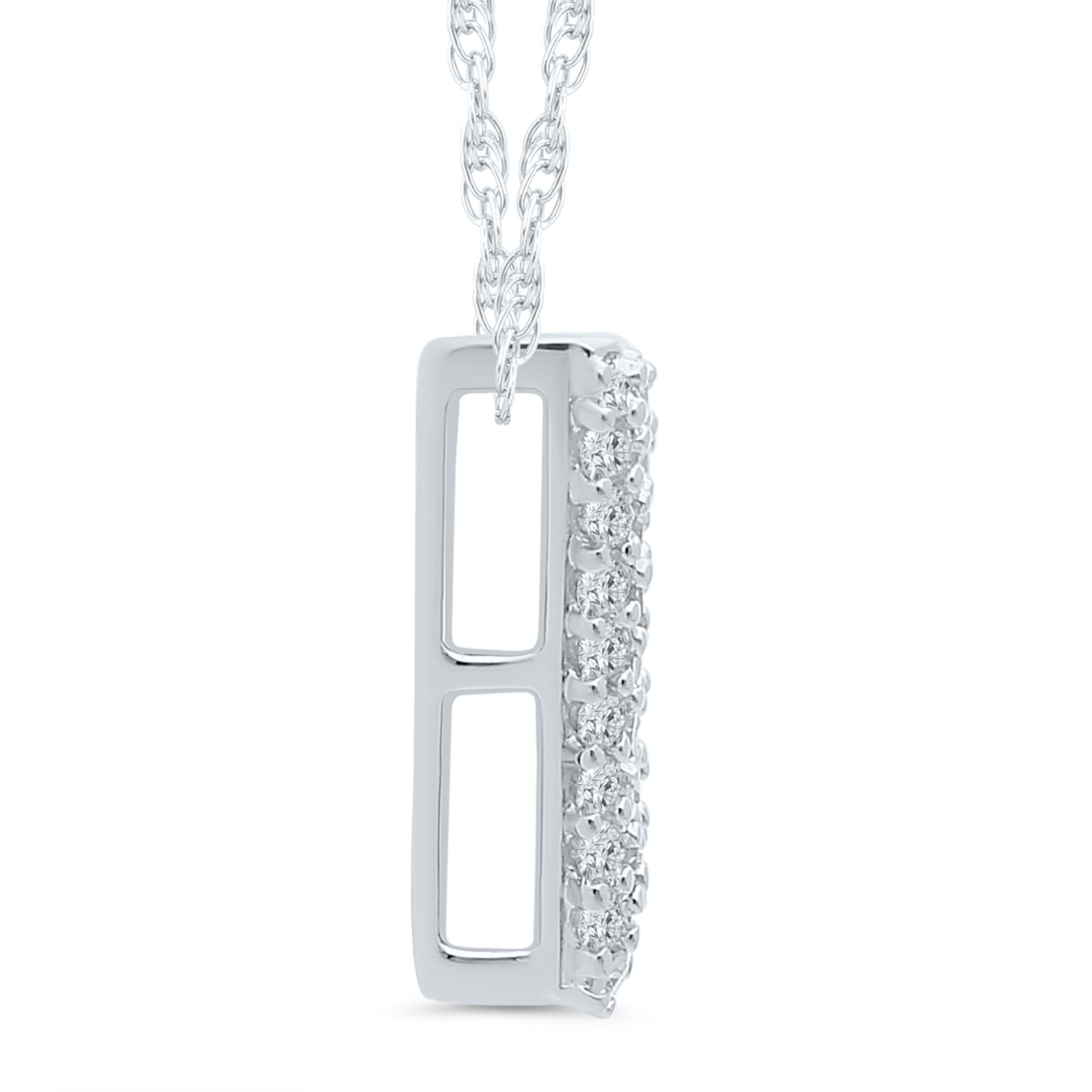 1/7 ct. tw. Diamond V Initial Pendant in 10K White Gold