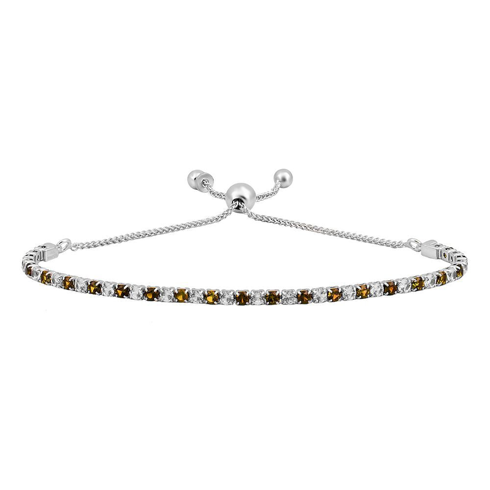 Citrine & Lab Created White Sapphire Bolo Bracelet in Sterling Silver