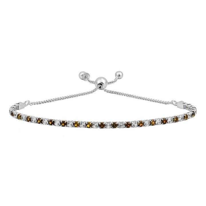 Citrine & Lab Created White Sapphire Bolo Bracelet in Sterling Silver
