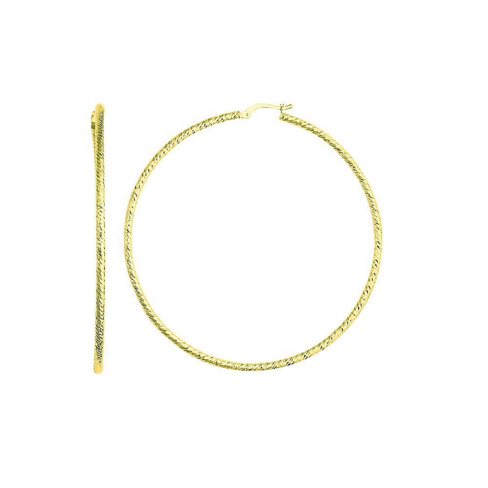Diamond Cut Hoop Earrings in 14K Yellow Gold