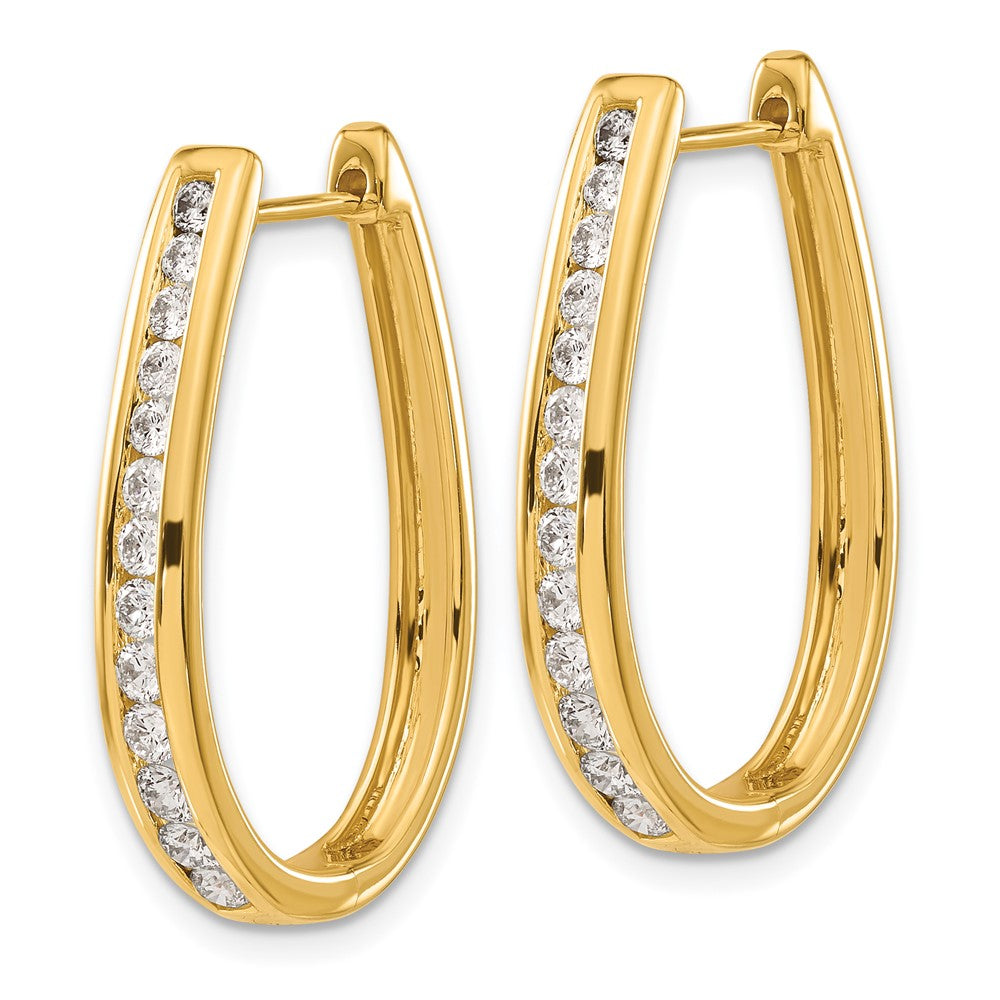 14K Yellow Gold Lab Grown Diamond Hinged Hoop Earrings