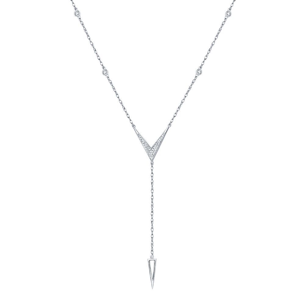 1/10 ct. tw. Diamond Lariat Necklace in 10K White Gold