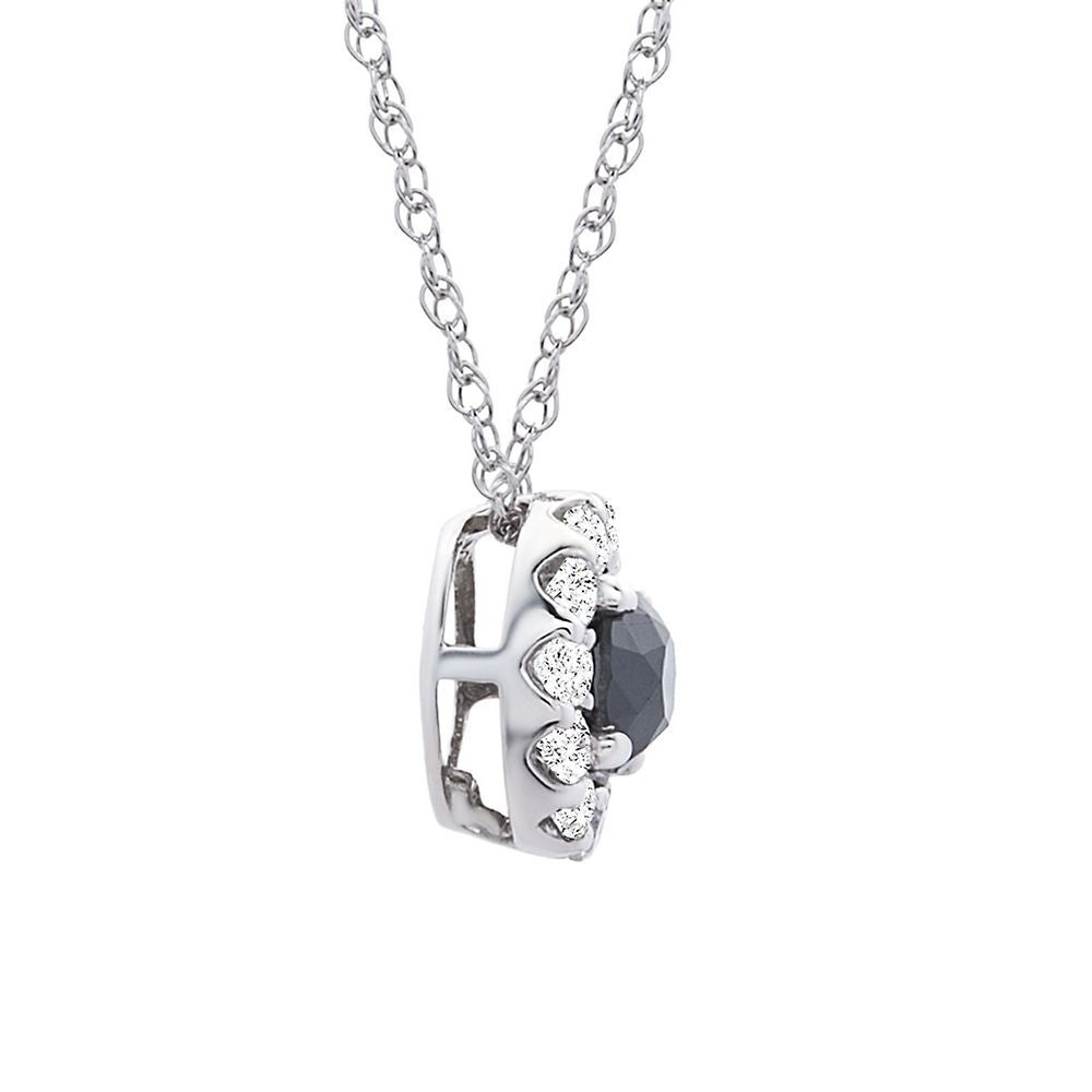 1/2 ct. tw. Black & White Diamond Circle Pendant in 10K White Gold
