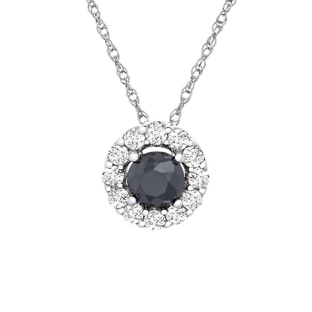 1/2 ct. tw. Black & White Diamond Circle Pendant in 10K White Gold