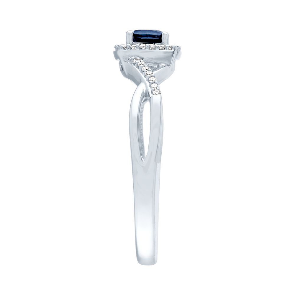 Sapphire & Diamond Promise Ring in 10K White Gold