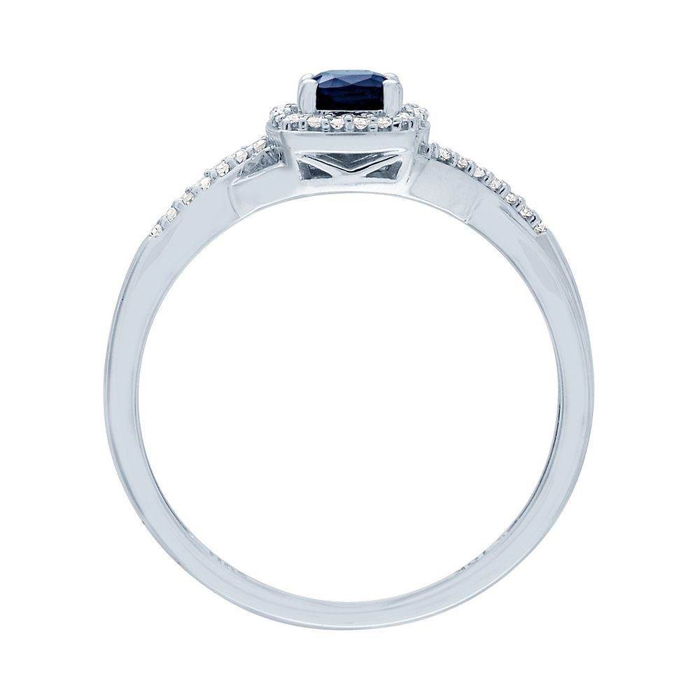 Sapphire & Diamond Promise Ring in 10K White Gold