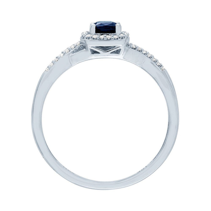 Sapphire & Diamond Promise Ring in 10K White Gold