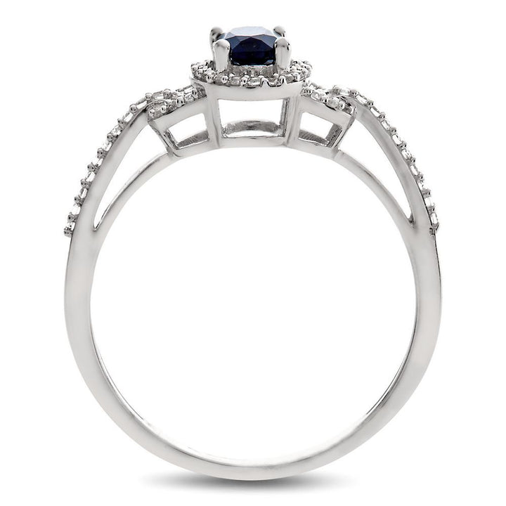 Sapphire & 1/7 ct. tw. Diamond Ring in 10K White Gold