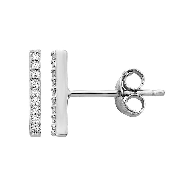 Diamond Bar Earrings in 10K White Gold