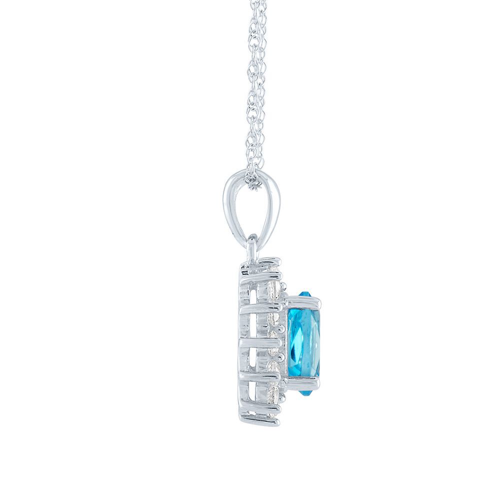 Blue Topaz & Lab Created White Sapphire Pendant in 10K White Gold