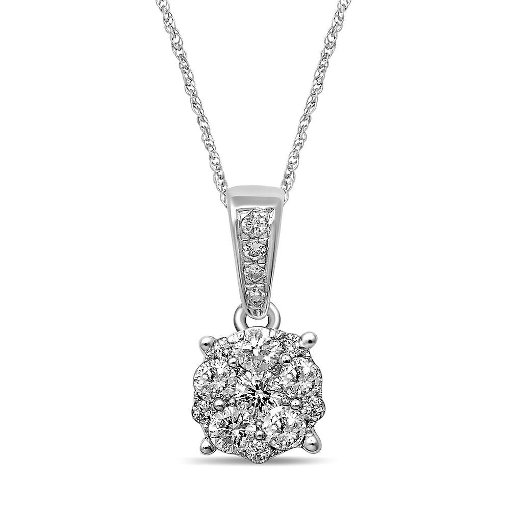 1/4 ct. tw. Diamond Halo Pendant in 10K White Gold
