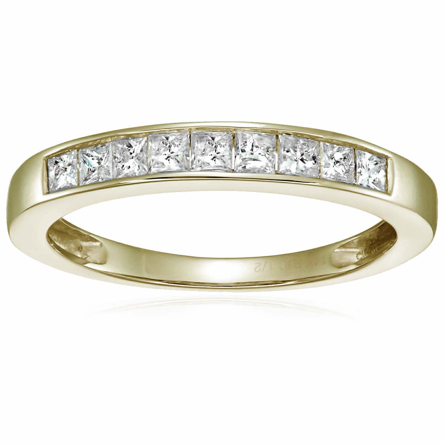 1/2 Cttw Princess Cut Diamond Wedding Band 14K Gold Channel Set Bridal