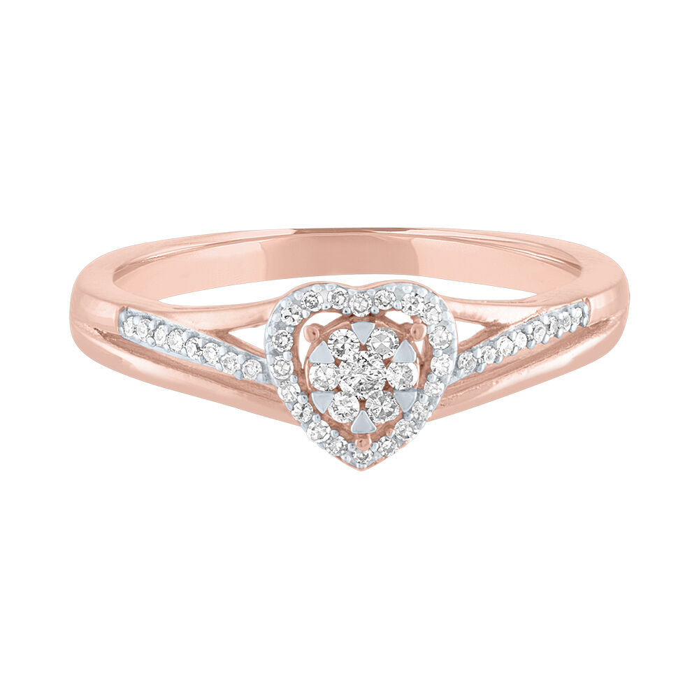 1/10 ct. tw. Diamond Heart Ring in 10K Rose Gold