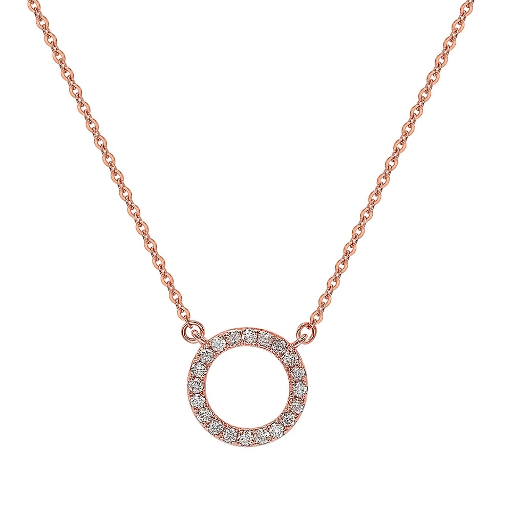 Suzy Levian 14K Rose Gold 0.25 ctw Diamond Circle Necklace