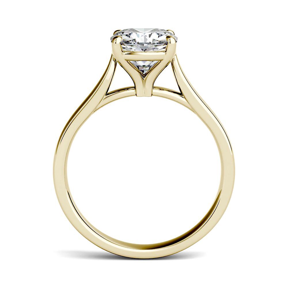 Cushion-Cut Moissanite Solitaire Ring in 14K Yellow Gold (2 ct. dew)