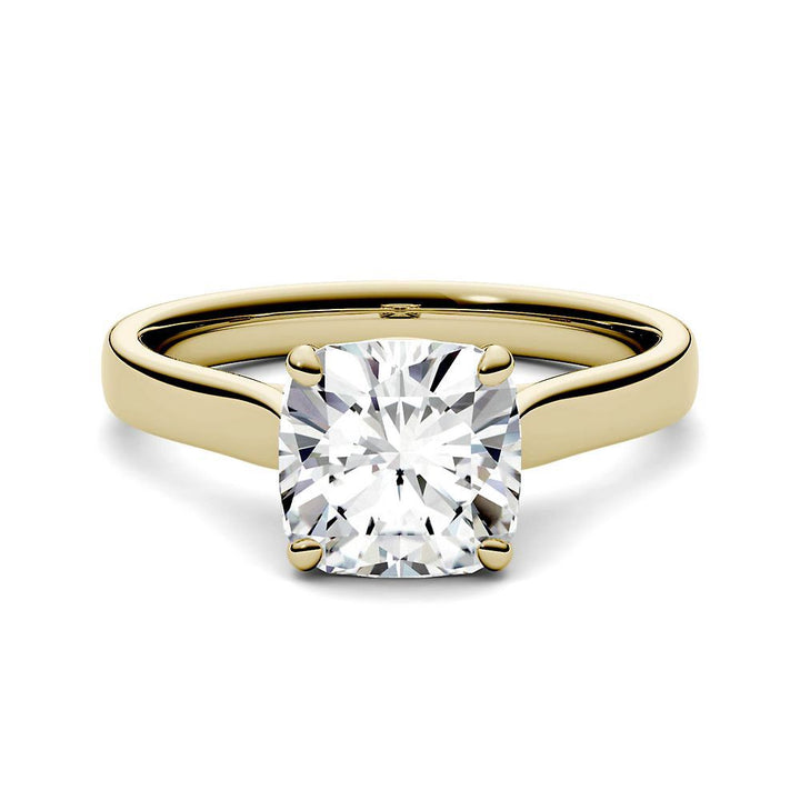 Cushion-Cut Moissanite Solitaire Ring in 14K Yellow Gold (2 ct. dew)