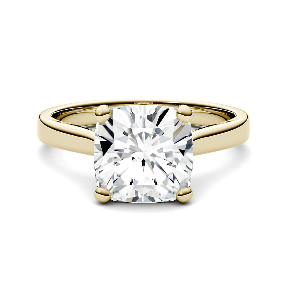 Cushion-Cut Moissanite Solitaire Ring in 14K Yellow Gold (3 ct. dew)