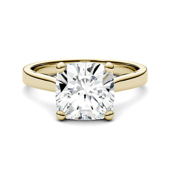 Cushion-Cut Moissanite Solitaire Ring in 14K Yellow Gold (3 ct. dew)